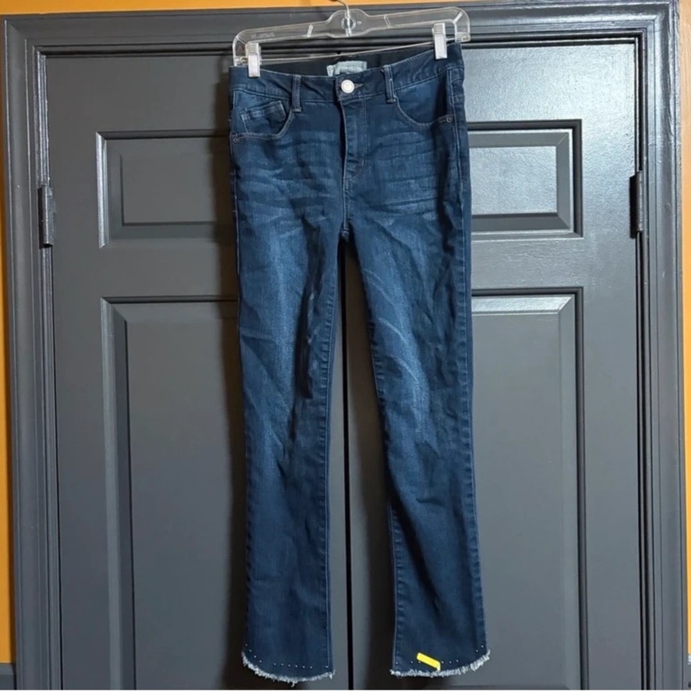 Wit & Wisdom Dark Blue Flare Jeans with Frayed Hem